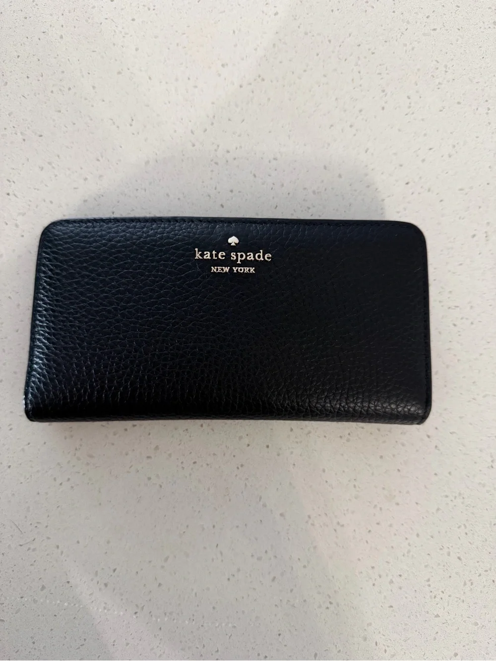 kate spade black pebbled leather wallet